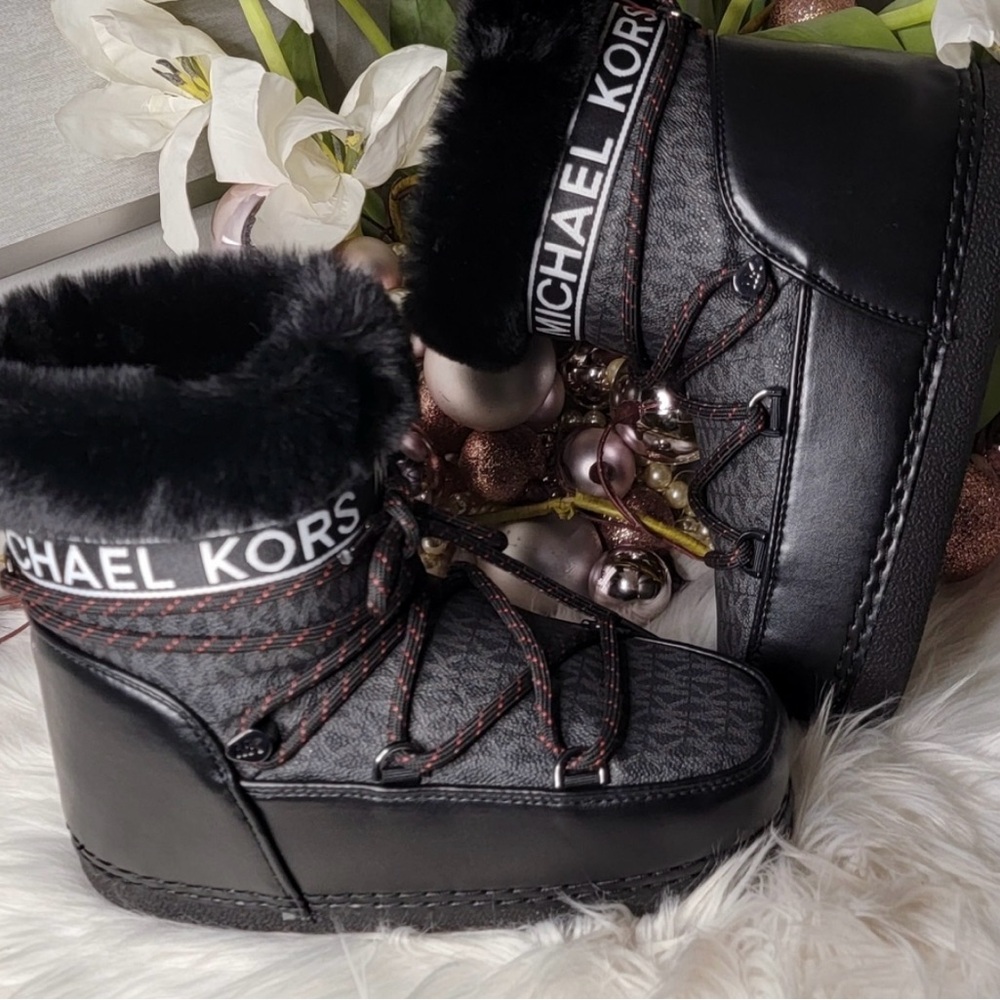 Michael Kors Black Fur-Trimmed Boots
